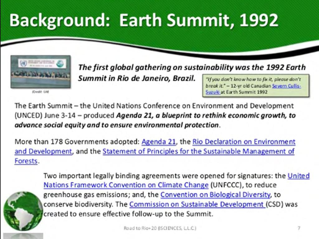 1992: EARTH SUMMIT IN RIO