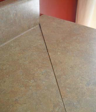 risk that water will infiltrate between the countertop and support,