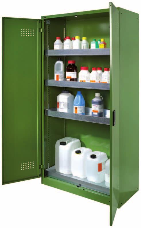 Lista environmental and oil cabinets provide safe and sturdy storage space for our chemicals.