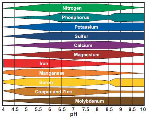 It is important to understand that these charts depict soil ph in traditional farming, not the ph of the rhizosphere in soilless media or hydroponic cultivation.