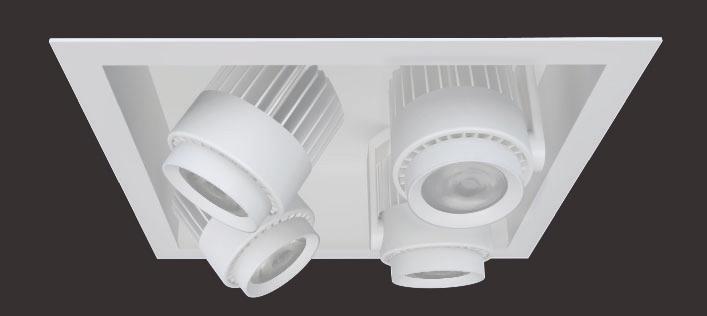 Semi-Recessed 4-Light Square Multiple Features Hornet High Power (HP) Multiples perform beautifully, punching through higher ambient light with strong output making them perfect for retail