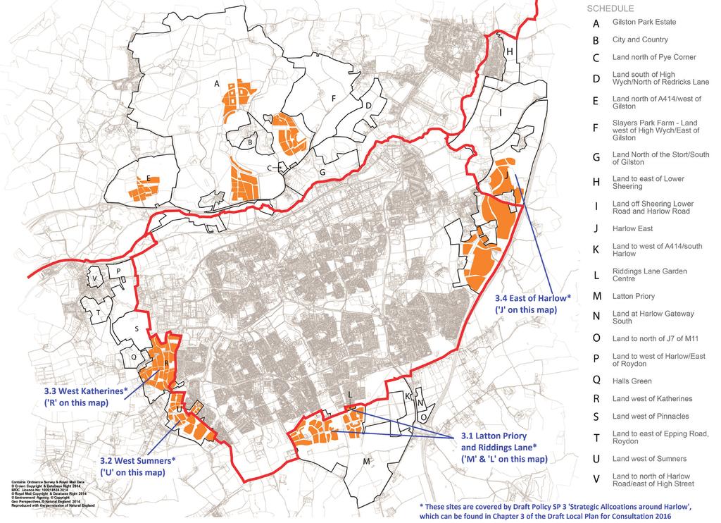 Figure 3.7 - Proposed Strategic Allocations in and around Harlow SP 4 Place Shaping The Issue 3.