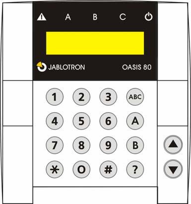 Key functions: and text scrolling (see table) 1 and 7 character-selection (A,B,C,D.