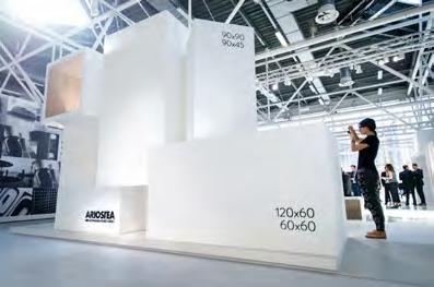 SURFACE CONTAINER ARIOSTEA CERSAIE STAND BOLOGNA 2o13 Aseptic boxes, up to three meters high, completely covered inside using big-sized cermaic tiles have been arranged along the perimeter of the