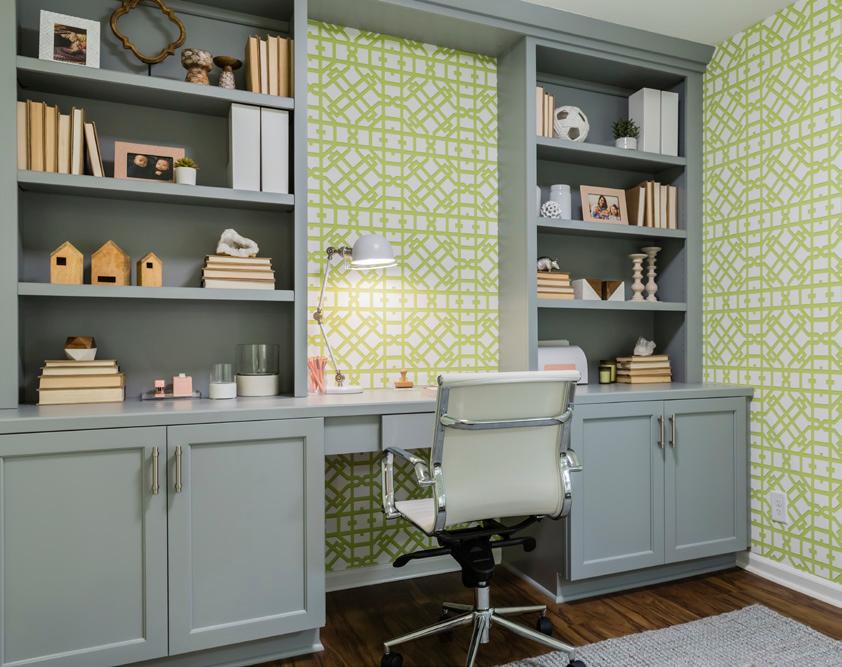in Green T11033 Cabinetry: 1st Choice Cabinetry; Hathaway in Pebble Paint: Playroom Walls -