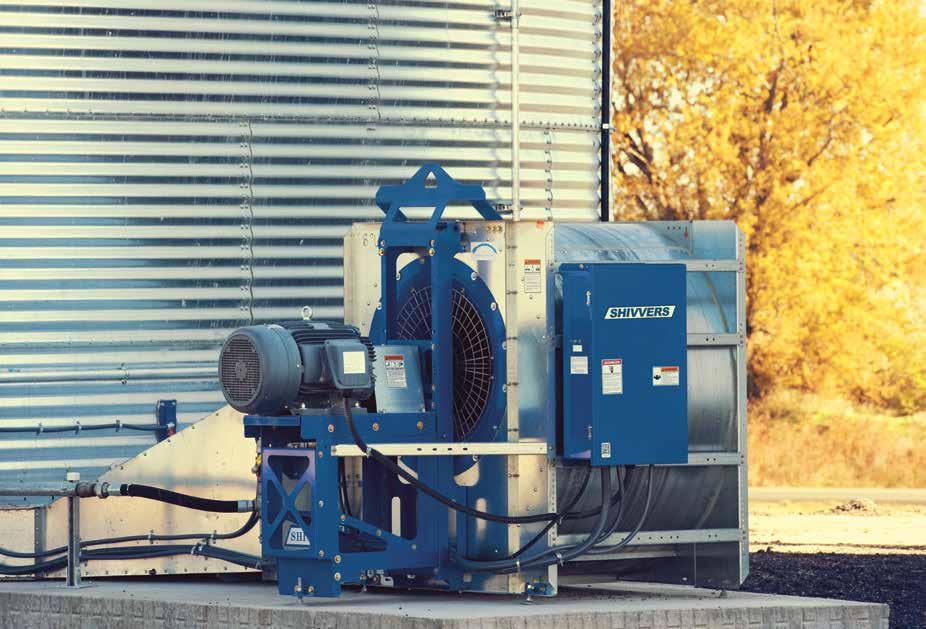 The fans operate at a reduced noise level and are designed for use with drying bins where high capacities are required.