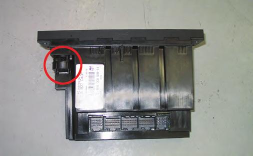 The control unit will command a higher blower speed if there is a large difference between these temperatures. The sensor is located behind slits in the Climate Control Unit.