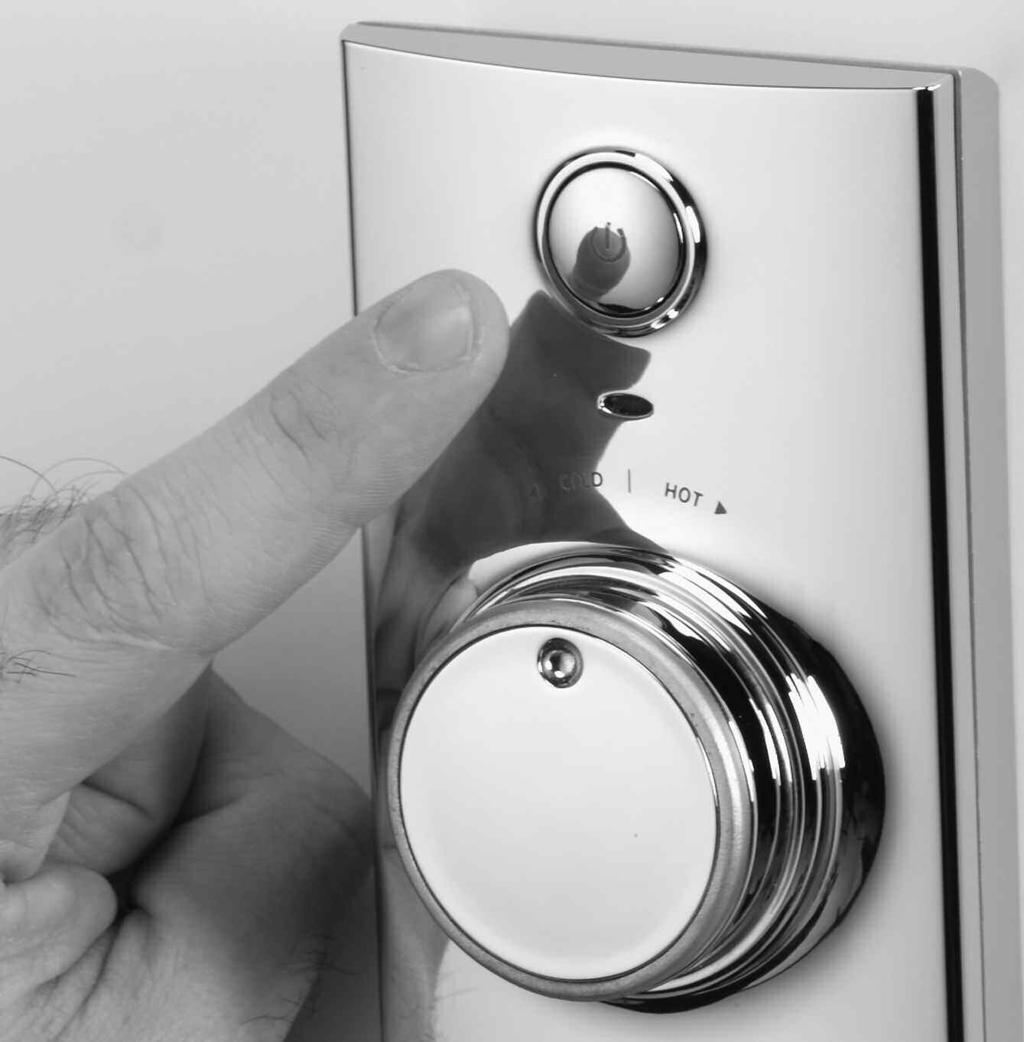 Shower Control User Guide 1. Turn the temperature dial to the required setting. 2. Press the Start/stop button on the control, to turn the shower on. 3.