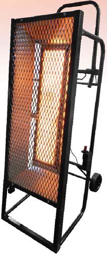 Directional heat with large foot print Folding handle and wheels for easy transport *Product image shown