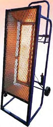 Directional heat with large foot print Folding handle and wheels for easy transport *Product image shown here