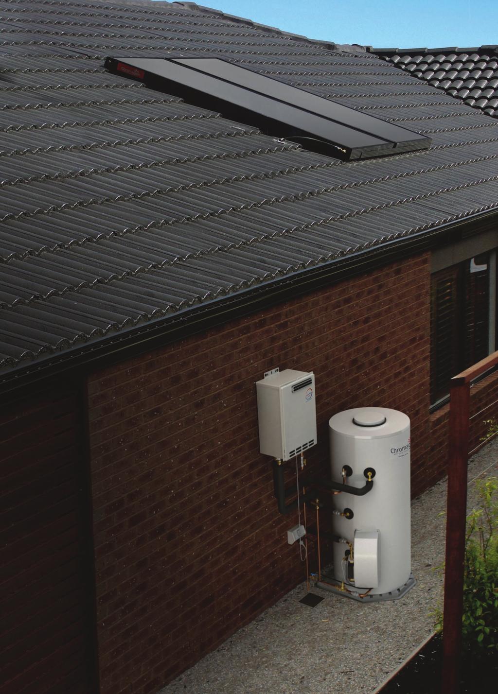 Split Configured Systems Chromagen s split configured solar hot water systems consist of a ground mounted tank and roof mounted collectors, and have been designed to provide energy efficient water