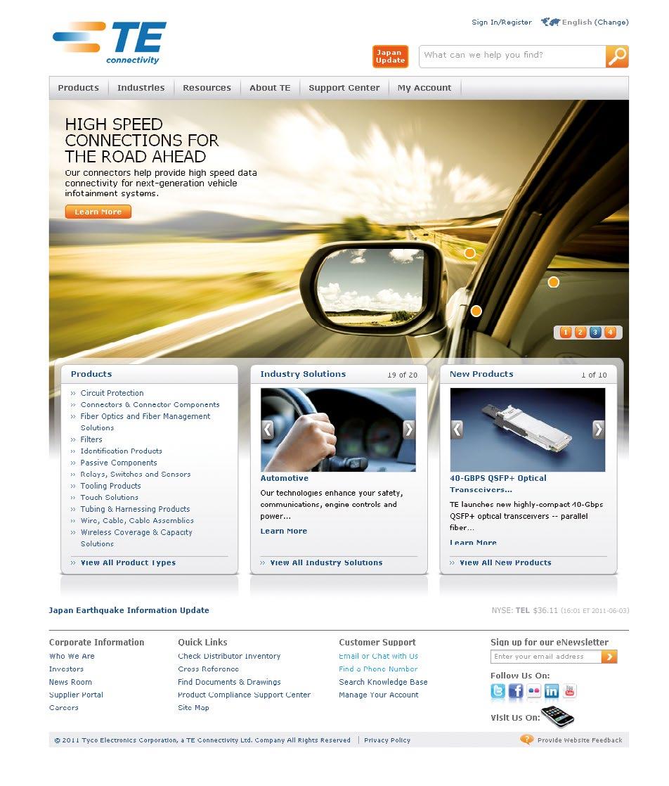 AT YOUR SERVICE TE Automotive Online The TE Automotive website is an
