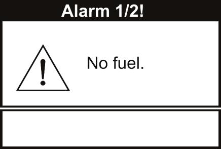 18 DESCRIPTION OF ALARMS 18.1 No fuel If the boiler temperature in the OPERATION mode drops by 10 C below the preset boiler temperature, the regulator will start counting the no fuel detection time.
