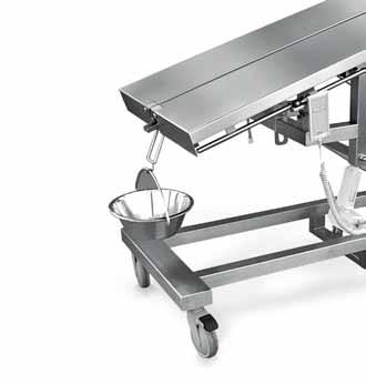 range: 640 / 1040 mm flat tabletop longitudinal tilting of tabletop at 30 stable mobile base with electrical