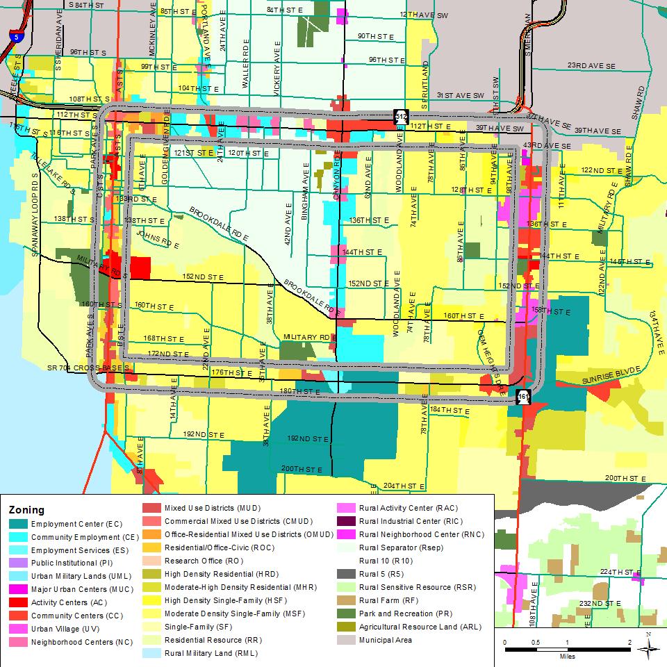 Existing Zoning and Development Pattern The areas identified as mixed use centers and corridors in the community plans have been developing as commercial and higher density residential uses.