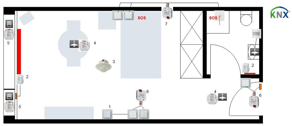 No 4c Flush mounting, no display and operation Highlights Flush mounting room temperature sensor with integrated controller and digital inputs Flush mounting actuators and KNX interfaces Room setup 1