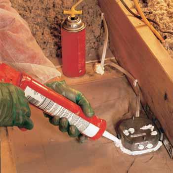 Seal Small Gaps Use expanding foam or caulk to seal the openings around plumbing vent pipes and electrical wires (see photos 9 and 10).