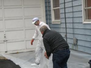 2 Set up safely outdoors: General Keep dust and debris out of home Cover ground and plants with heavy-duty plastic sheeting or tarps Extend sheeting/covering far enough to contain any dust