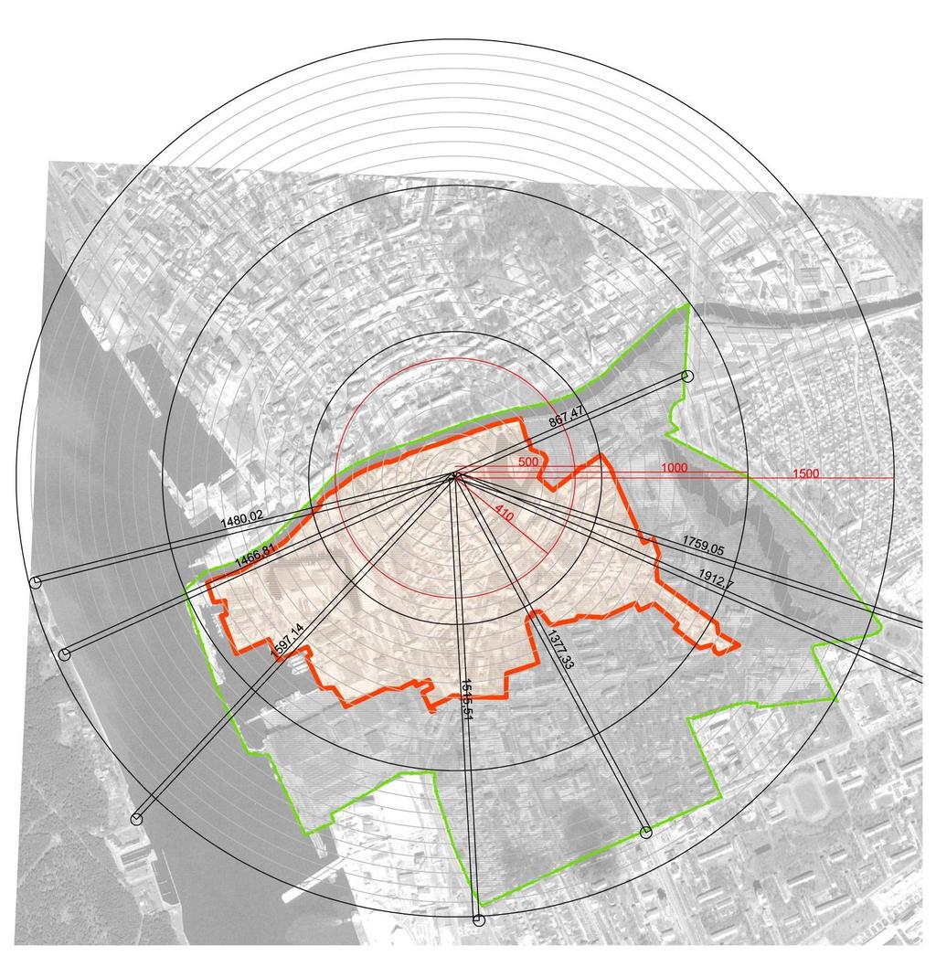 mplekso (un. k. 10457, buv. k. G139K) teritorijos prieigos, architekto Vytauto Landsbergio - Žemkalnio projektuotas Smeltės gyvenamųjų namų rajonas 5 paveiksle nurodyti atstumai nuo minėtų apžvalgos taškų iki Šv.