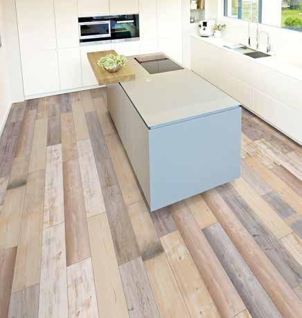 The driftwood design derives its appeal from the variety and variation of the various woods over the floor surface.
