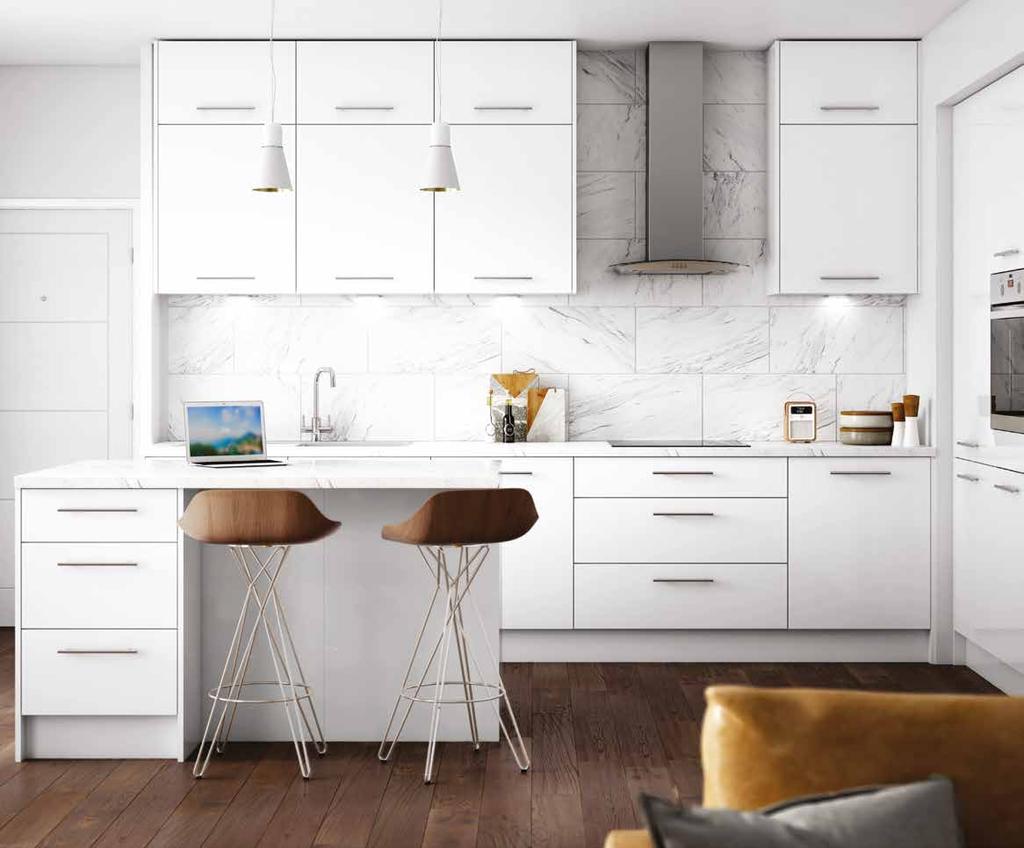 Manufacturer 0330 123 4123 Guarantee* wickes.co.uk 10 years on cabinets 5 years on doors Orlando White Light, spacious and uncluttered, the smooth and glossy Orlando white kitchen boasts minimalism.