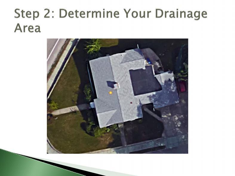 Next, we will need to determine the size of the drainage area that will feed into the garden. I m using an aerial photo of my own house, taken from Google Maps, as an example here.