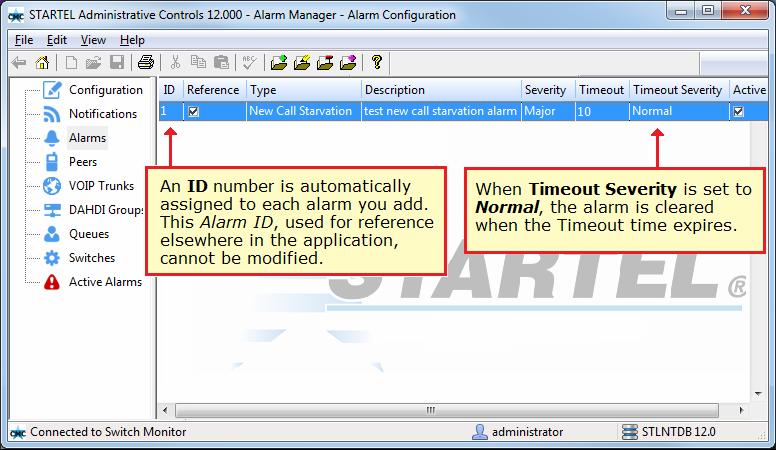 Note that selecting Reference Alarm will NOT affect Alarm Notifications. That is, an alarm that is triggered multiple time will still generate only one Notification.
