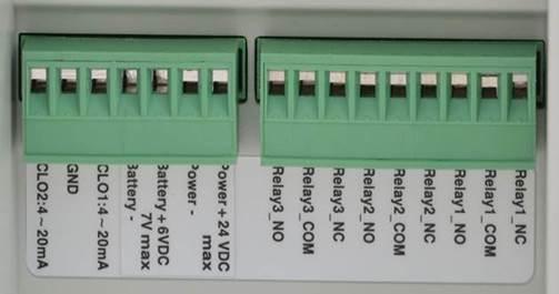 Installation Example: Installation Connector Options 1. For new build installations, the sensor unit can be powered by Power+24VDC 2. 4~20mA outputs are included for offsite CO2 monitoring 3.