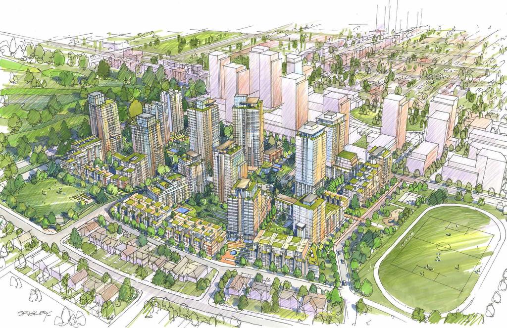 Concept View from North West Existing Towers to be Retained Proposed Pearson Dogwood Development Cambie Park Ash