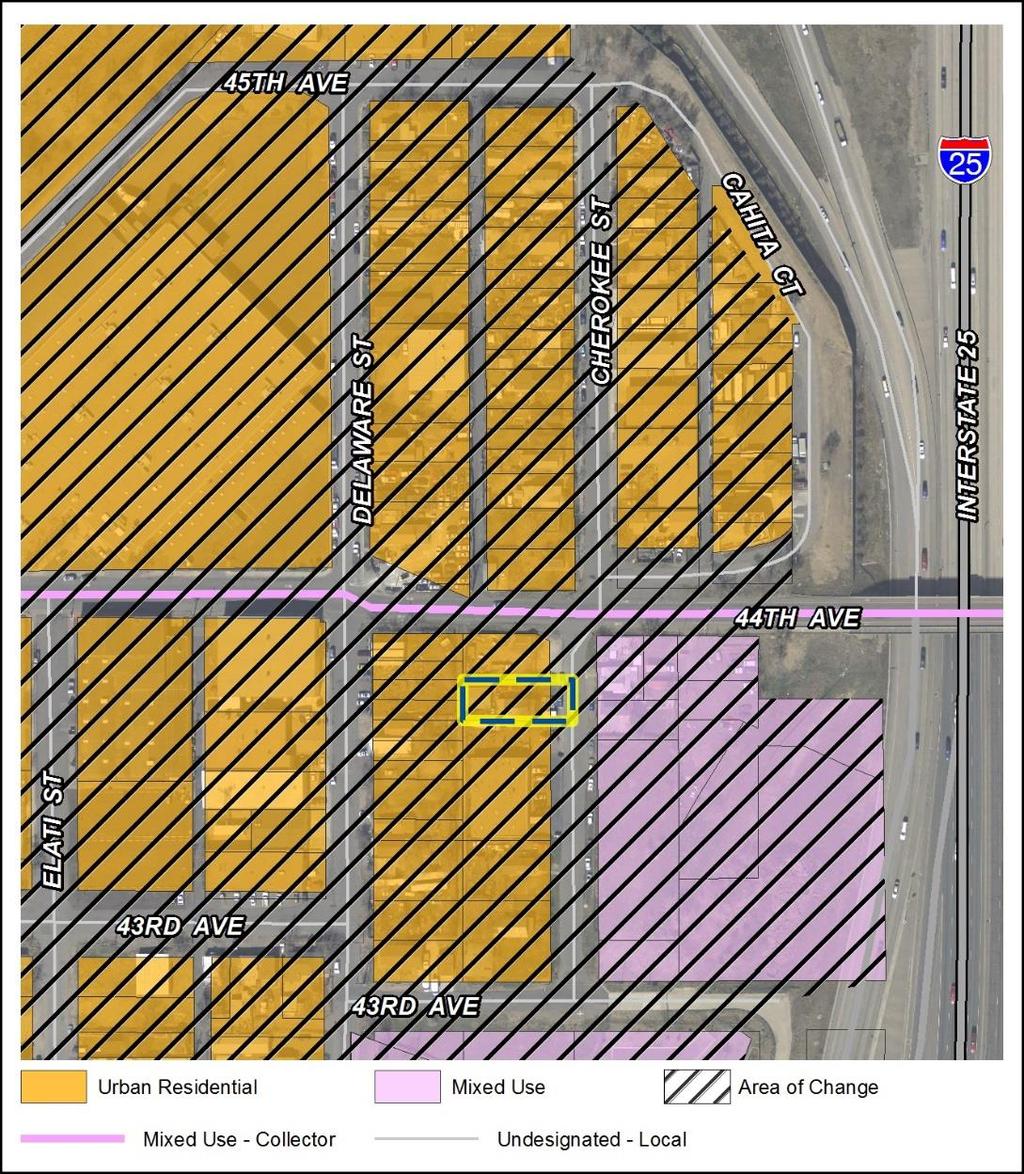 Rezoning Application #2015I00107 4353 N. Cherokee St. March 31, 2016 Page 11 2002 Blueprint Denver Future Land Use Map Area of Change / Area of Stability The subject site is in an Area of Change.