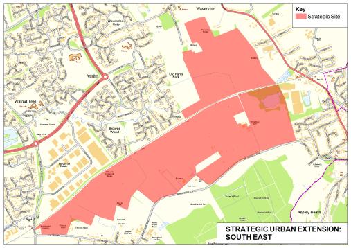 5. Spatial Delivery of Growth: Strategic Site Allocations Map 1 South East MK Urban Extension Policy SD13 SOUTH EAST MILTON KEYNES STRATEGIC URBAN EXTENSION Land is allocated at South East Milton