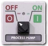 1. To start the pump turn the switch to ON. 2. To stop the pump turn the switch to OFF. 3. Normal pump operation is indicated by the GREEN light. Overload condition is indicated by a RED light. D.
