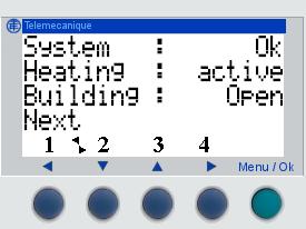 Step Action 2 3 To select the value to modify, set point of the room 1 or 2, press Select. The blinking value is the one which can be modified.