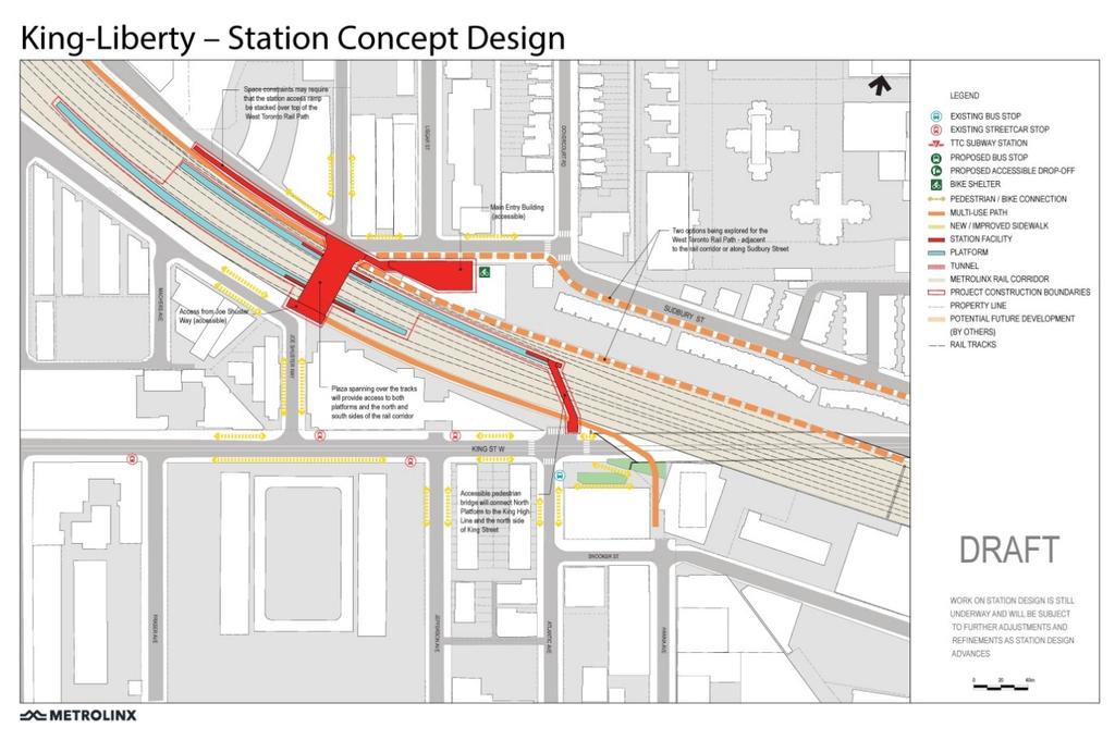 NewSmart Track I ~: stations - - -- - King-Liberty SmartTrack Station DESIGN UPDATE Refinements Underway: Opportunities to extend the West Toronto Rail Path are being explored.