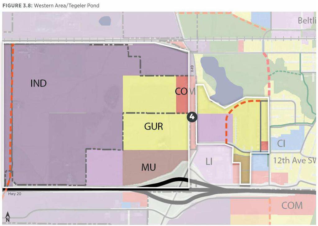 Areas for Growth Tegeler Pond, Western Dyersville Big Ideas: Direct low density residential development to areas north of 12th Avenue SW and east of X49.