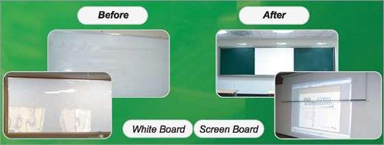 About Product Screen Board (Sheet-type) SCREEN BOARD was developed with Innovative leading Top-Edge of technology to meet Multi-purpose for Beam Projector Screen and Dry Erase Board.