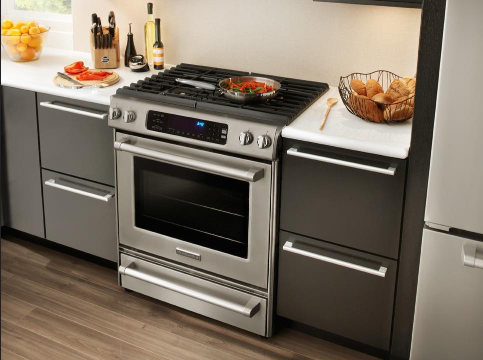 Freestanding Ranges Freestanding ranges are easily identified because they have a control panel on the back of the unit that acts as a small backsplash.