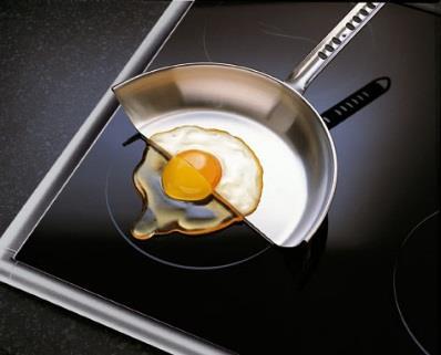 The cooktop on the range emits a magnetic field that interacts with induction ready cookware (cookware that contains iron in its design) to generate heat.
