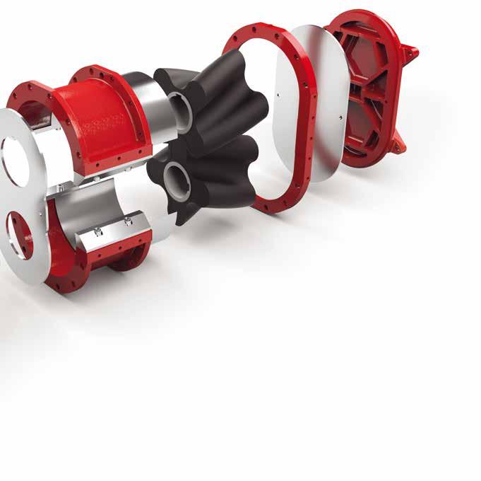 Adjustable pump housing segments Optimum utilization of materials for prolonged service life HiFlo lobes Pulsation-free pumping for very smooth running QuickService design Quick-and-easy access to