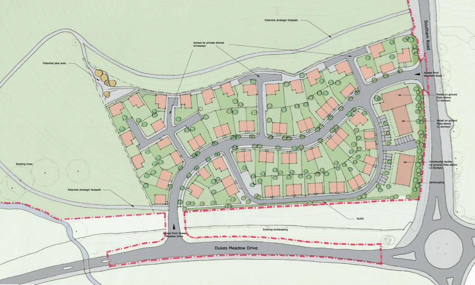 Site does not meet planning guidelines One of the planning guidelines which both east and west sides of Southam Road do not meet, is the need to be contiguous to other residential areas.