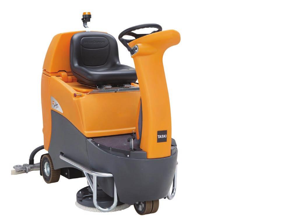 15S BATTERY-POWERED RIDE-ON AUTOSCRUBBER The patented all-wheel steering system defines new standards in manœuvrability, making this ride-on machine the best option for cleaning narrow and congested
