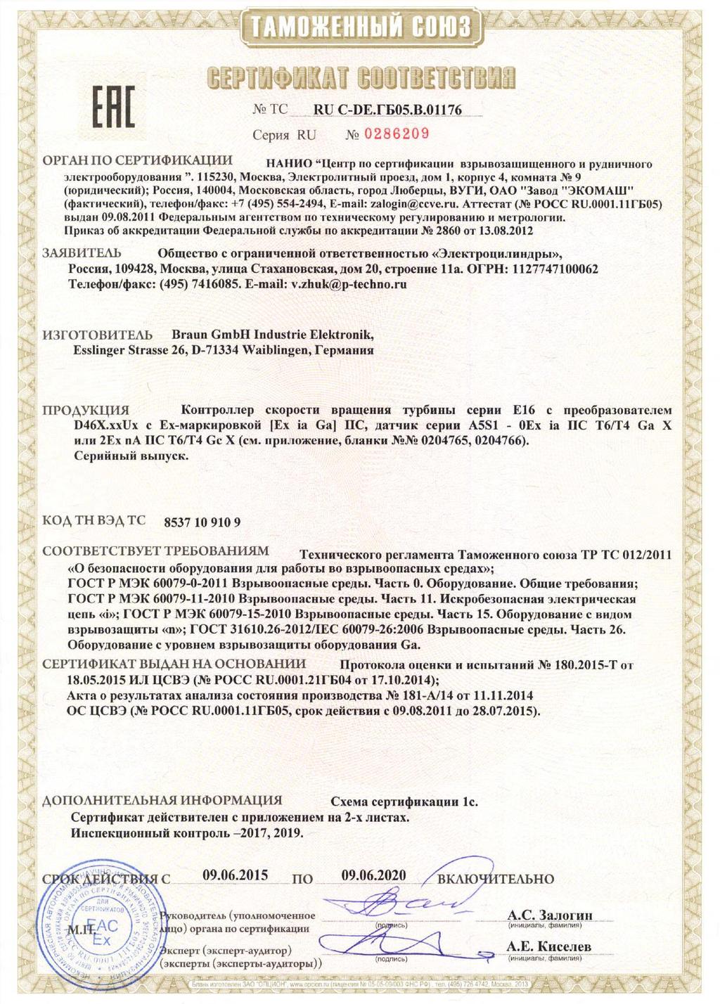 1.7.6 EAC TR CU Certificate Figure 7: EAC TR CU