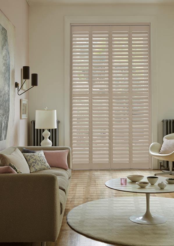 CustomWest shutters are available in a choice of materials, stains, finishes, louvre widths, louvre