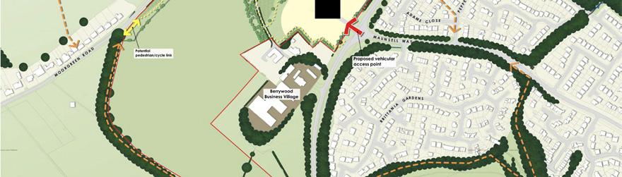 J / \ New woodland belt - J ;" / D D GiJ B EJ [HJ Application Site Boundary Proposed residential development area: 3.