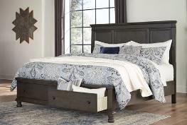 B624 Devensted (Benchcraft) Relaxed traditional design in an antique gray peppercorn color finish Made with birch veneers and hardwood solids Case pieces and bed feature turned solid wood bun feet