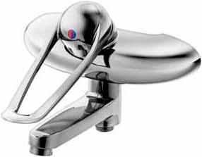 Bath & Garantier Shower 17 E 150 c/c Safety mixer with turning diverter in bath spout. FMM 8200-2504 With eccentric couplings. FMM 8200-7504 E 150 c/c Safety mixers. Downward outlet.