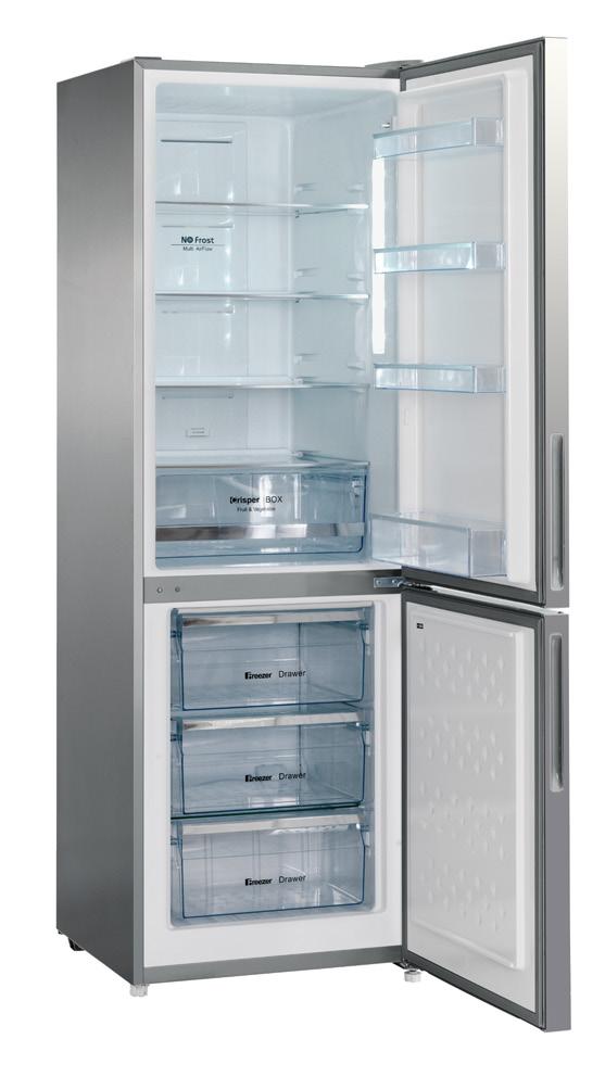 SKF 329-1 SS Luxurious fridge-freezer in stainless steel AIR FLOW system Free-standing with stylish display in the door Fridge capacity 220 l Freezing capacity 80 l Energy class A++ Energy