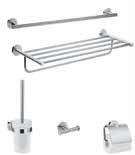 NEW Bath-accessory set 5 in 1. consists of: towel rack with towel holder, roll holder, toilet brush, double towel hook Consisting of:.