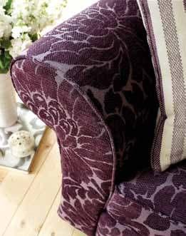 fabrics and accented with matching stripe cushions which are