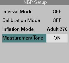 13 NON-INVASIVE BLOOD PRESSURE Measurement Tone The end of an NBP measurement can be indicated by an end-of-measurement tone (2 beeps).